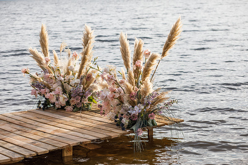 Champagne with dried flowers for weddings