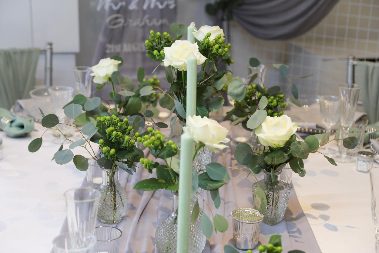 Crystal and Sage Green Wedding Table