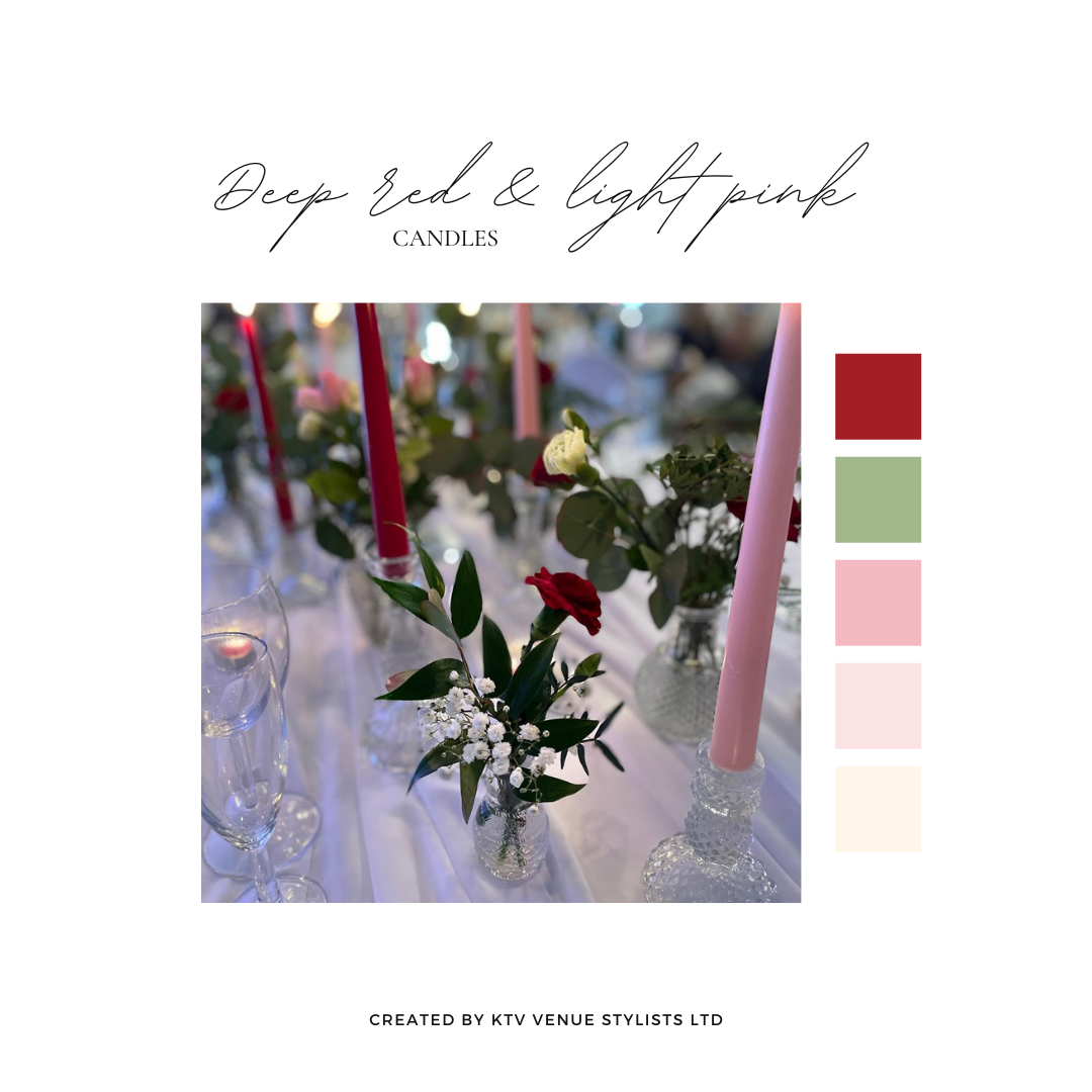 Deep Red and Light Pink Wedding Candles