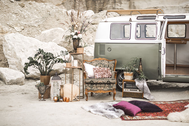 Outdoor wedding styling at the beach